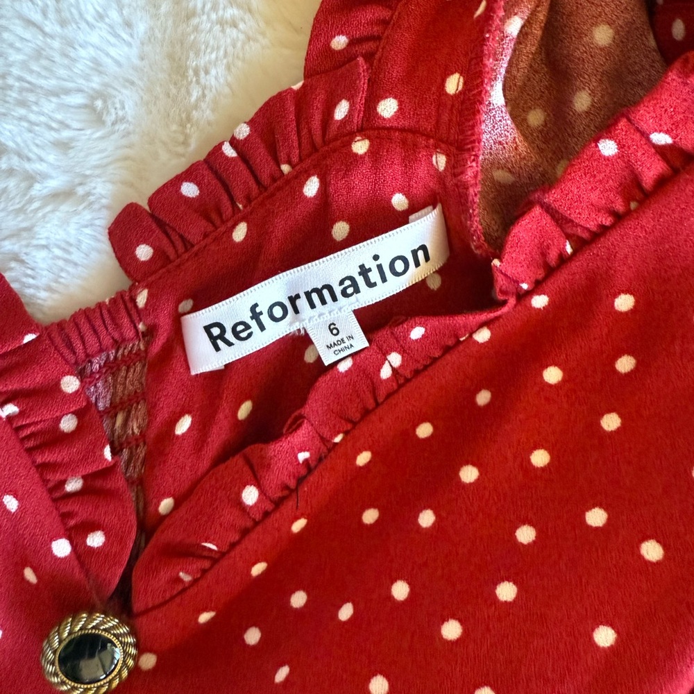 Reformation Red Polka Dot Mini Dress - Picture 2 of 5